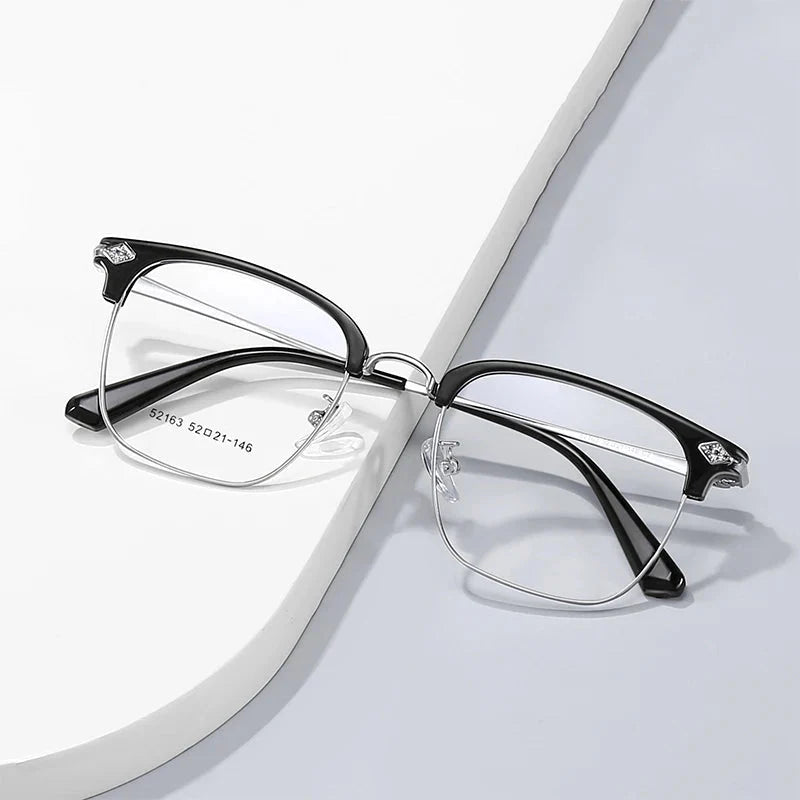 Vintage Square Half-Rim Frame Glasses